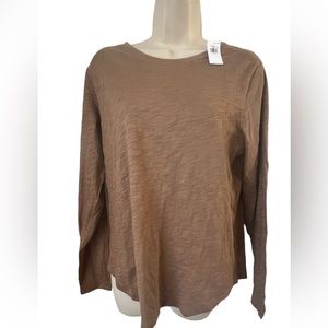 Old Navy Everywear‎ NWT Every Wear Slub-Knit Long-Sleeved Cotton T-Shirt Brown